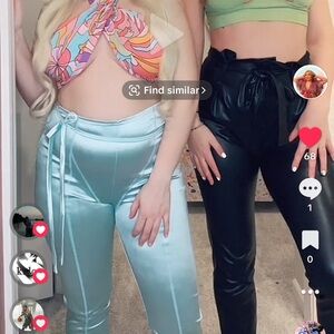 Boohoo Light Blue Straight Leg Pants